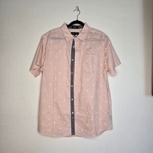Eighty Eight Platinum Mens XL Pink Tropical Flamingo Palm Tree Button Down Shirt